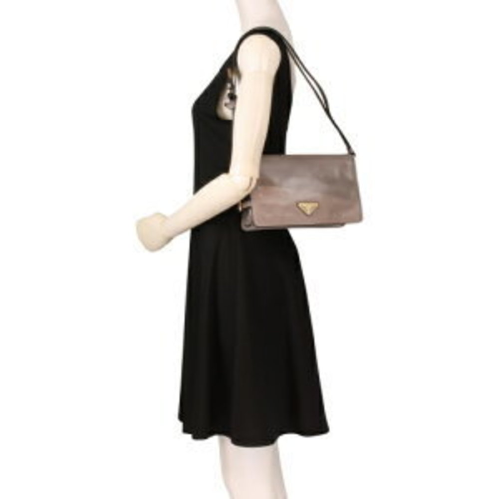 Prada Triangle Gray V Shoulder PELTRO N DVJ Bag - Picture 5 of 8
